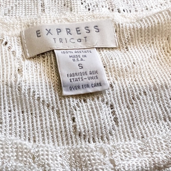 Express Tricot Vintage Scoop Neck Floral Knit Tunic Long Sleeve Top Small White - Picture 5 of 8